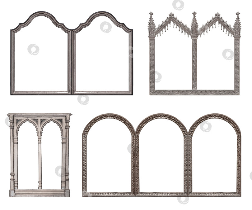 Скачать Набор серебряных рам для картин, зеркал или фотографий на белом фоне фотосток Ozero