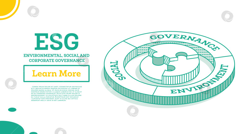 Скачать Концепция ESG в области охраны окружающей среды, социальной сферы и управления. Концепция изометрического контура. Зеленый цвет. фотосток Ozero