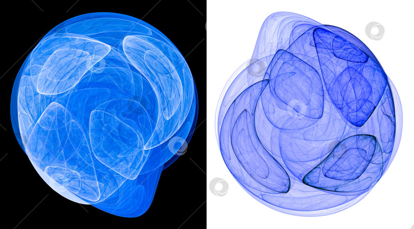 Скачать Синие и белые прозрачные фигуры накладываются слоями для создания округлых форм на черном и белом фоне. Набор. 3D-рендеринг. 3D-иллюстрация. фотосток Ozero