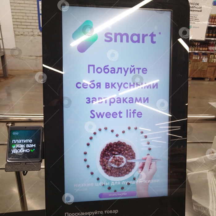 Скачать Терминал самообслуживания в магазине "Smart". фотосток Ozero