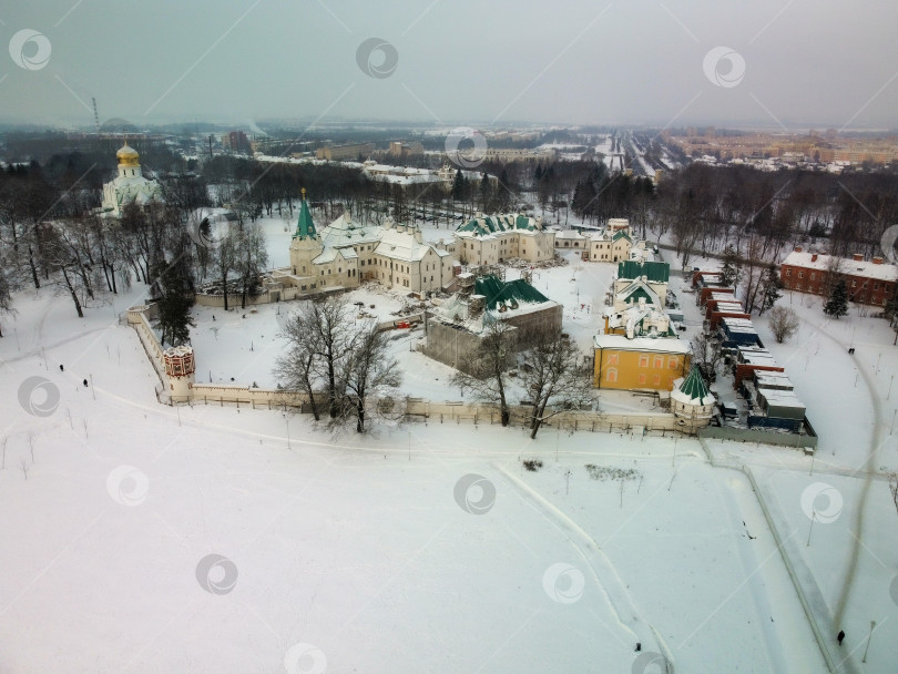 Скачать Феодоровский городок в Царском Селе с высоты зимой фотосток Ozero