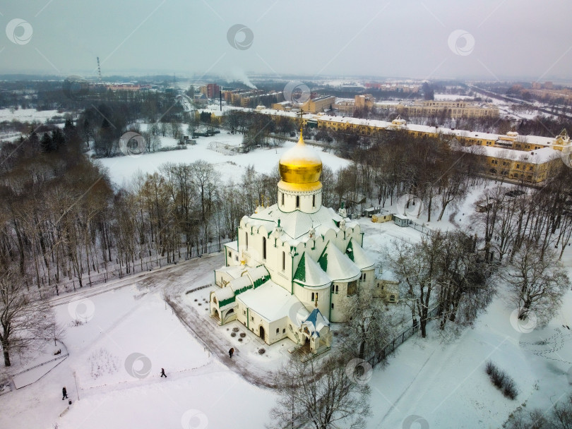 Скачать Феодоровский собор в Царском Селе с высоты зимой фотосток Ozero