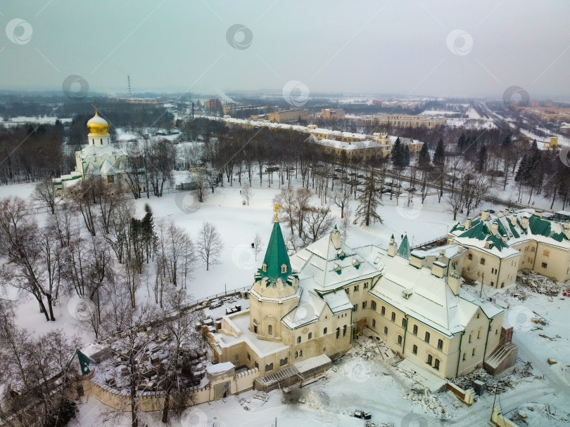 Скачать Феодоровский городок в Царском Селе с высоты зимой фотосток Ozero