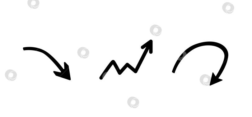 Скачать Набор нарисованных от руки стрелок. Креативный абстрактный фон. Векторная иллюстрация на белом, фотосток Ozero