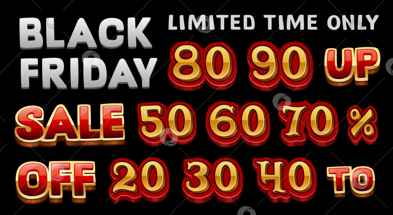 Скачать Значки распродажи в черную пятницу, выделенные на черном фоне фотосток Ozero