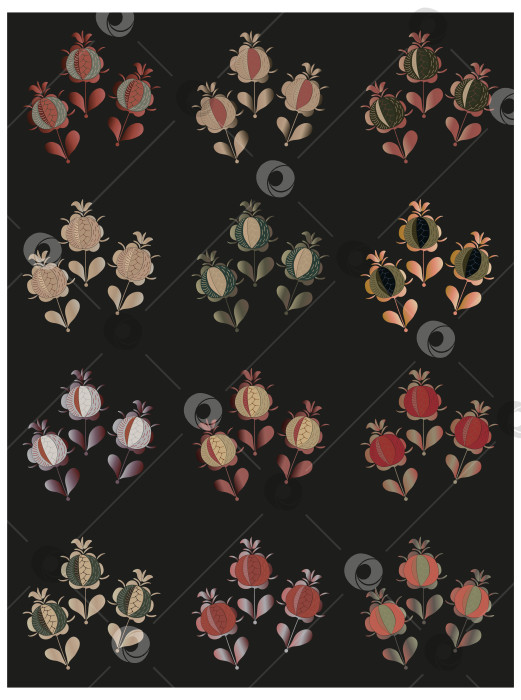Скачать Набор стилизованных под цветы фигур в разных палитрах. фотосток Ozero