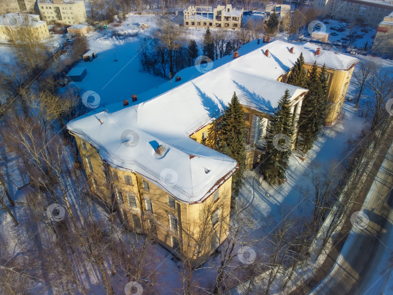 Скачать Дворец княгини Палей в Пушкине, вид с высоты зимой. фотосток Ozero