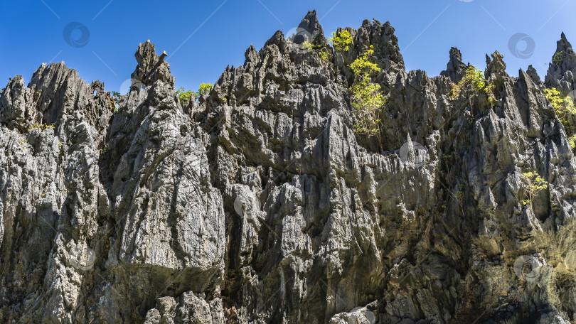 Скачать Отвесные карстовые скалы на фоне голубого неба. фотосток Ozero