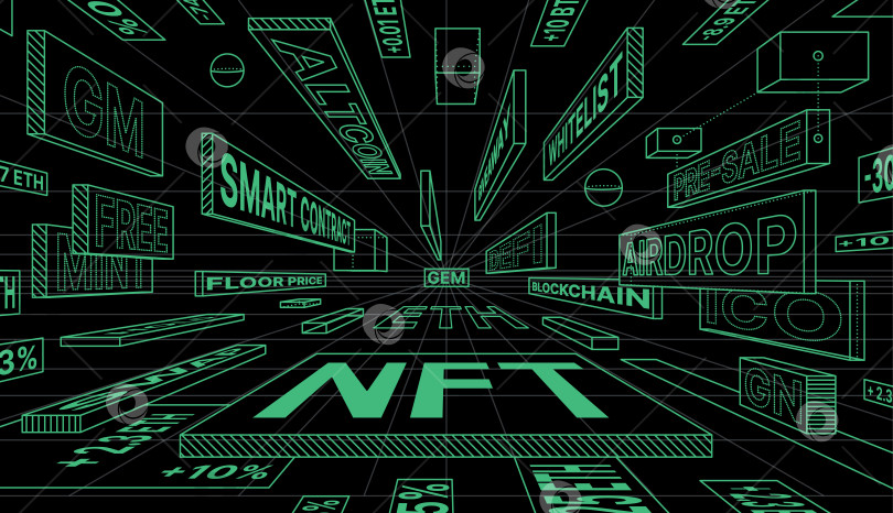 Скачать Баннер для индустрии NFT. Концепция с точки зрения Web3 представляет собой единую точку зрения. фотосток Ozero