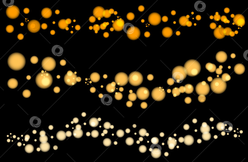 Скачать Размытая иллюстрация в стиле боке с золотыми и белыми круглыми лампочками для креативного дизайна и фона фотосток Ozero