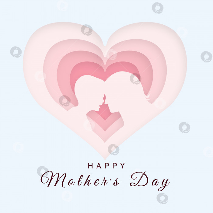 Скачать Фон с днем счастливой матери с сердечками в стиле вырезки из бумаги. фотосток Ozero