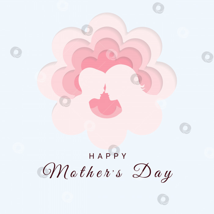 Скачать Концепция материнской любви и заботы в цветочной рамке. Поздравительная открытка ко дню матери в стиле вырезки из розовой бумаги фотосток Ozero