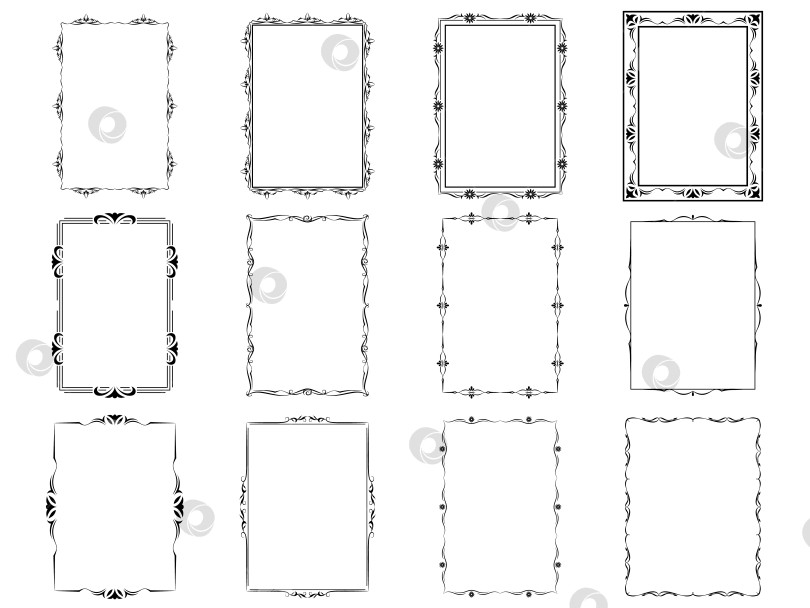 Скачать векторные рамки черного цвета на белом фоне фотосток Ozero