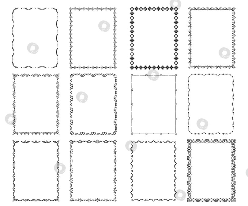 Скачать векторные рамки черного цвета на белом фоне фотосток Ozero