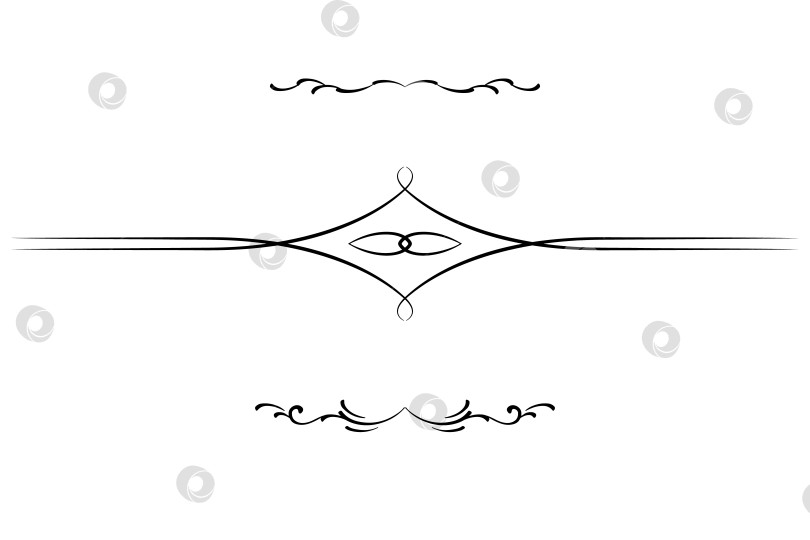 Скачать векторные черно-белые декоративные текстовые разделители, выполненные из стилизованных элементов, винтажные фотосток Ozero
