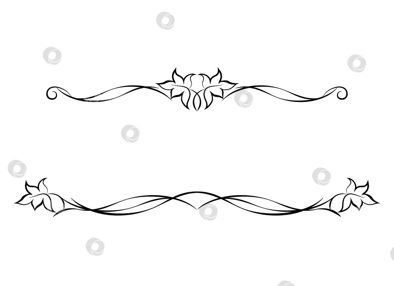 Скачать векторные черно-белые декоративные текстовые разделители, выполненные из стилизованных элементов, винтажные фотосток Ozero