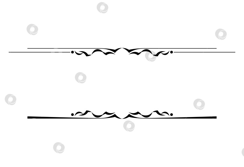Скачать векторные черно-белые декоративные текстовые разделители, выполненные из стилизованных элементов, винтажные фотосток Ozero