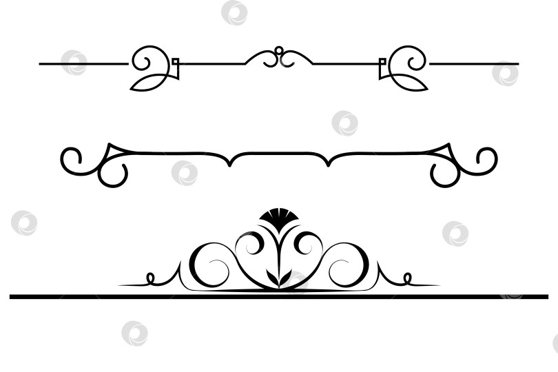 Скачать векторные черно-белые декоративные текстовые разделители, выполненные из стилизованных элементов, винтажные фотосток Ozero