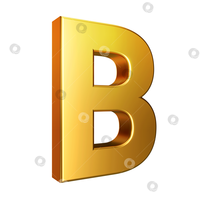 Скачать Золотой шрифт. Буква алфавита B выделена на прозрачном фоне. 3d-иллюстрация. фотосток Ozero