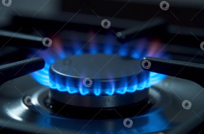 Скачать Голубое газовое пламя крупным планом. Газификация фотосток Ozero