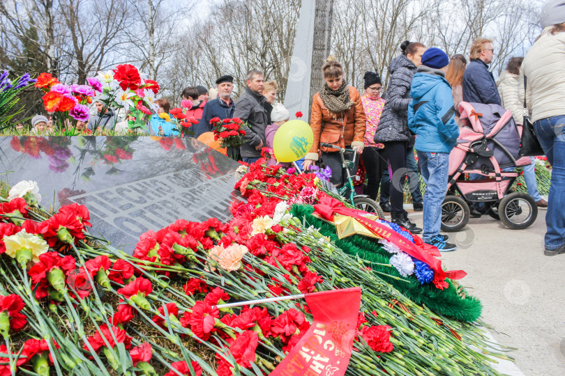 Скачать Много цветов на мемориальной плите. фотосток Ozero