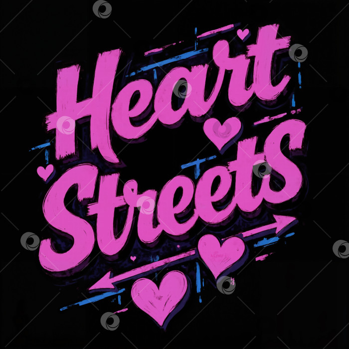 Скачать Heart streets - это розово-голубой логотип с сердечками и стрелкой фотосток Ozero