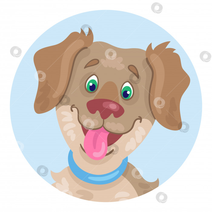 Скачать Значок аватара с изображением счастливой улыбающейся собаки фотосток Ozero