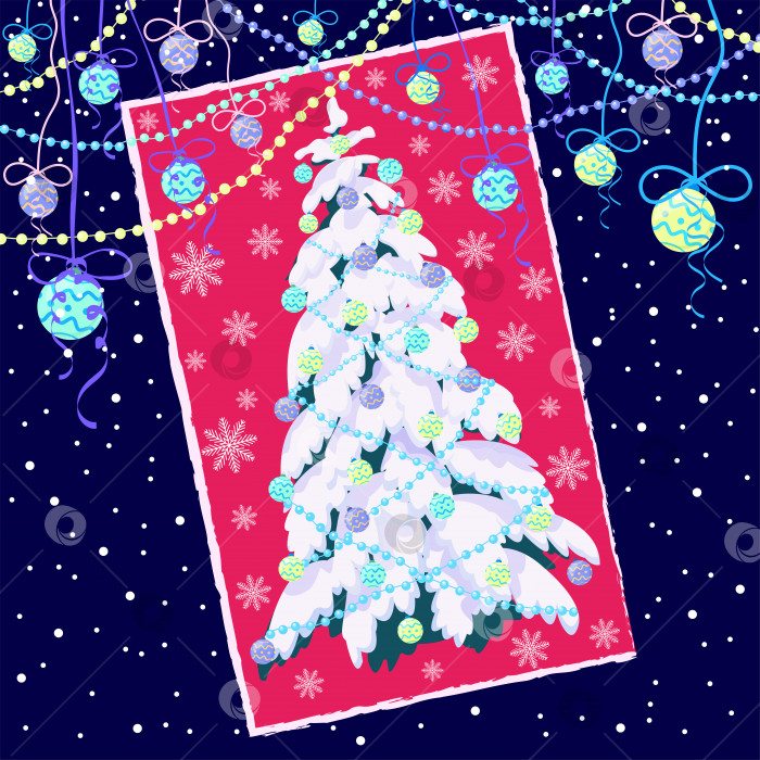Скачать рождественская открытка с рождественской елкой фотосток Ozero