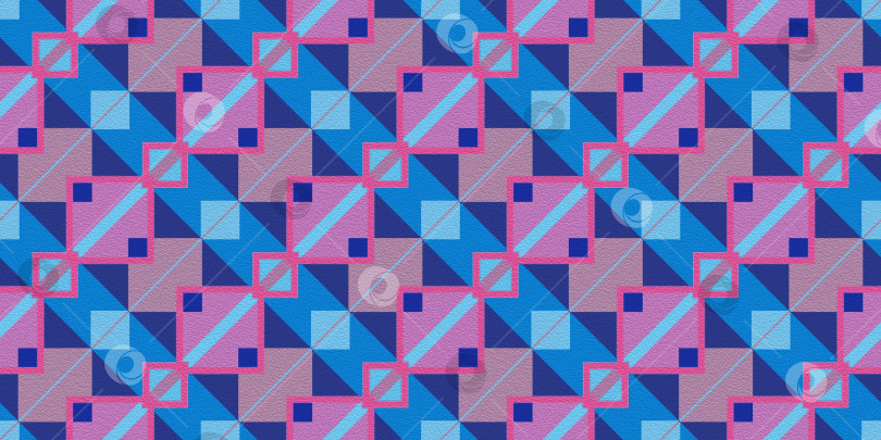 Скачать Яркий розово-голубой бесшовный фон с современным рисунком Майя. Текстура геометрического этнического орнамента. Декоративный фон ацтеков. фотосток Ozero