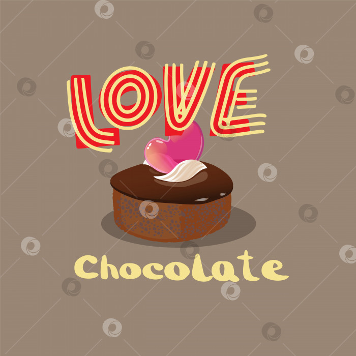 Скачать Надпись Love chocolate с шоколадным тортом на фоне мускатного ореха фотосток Ozero