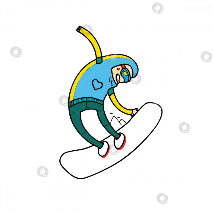 Скачать Векторная иллюстрация зимнего вида спорта - сноубординга. Вы можете добавить свой логотип. Может использоваться для печати на футболках, наклейках и открытках. фотосток Ozero