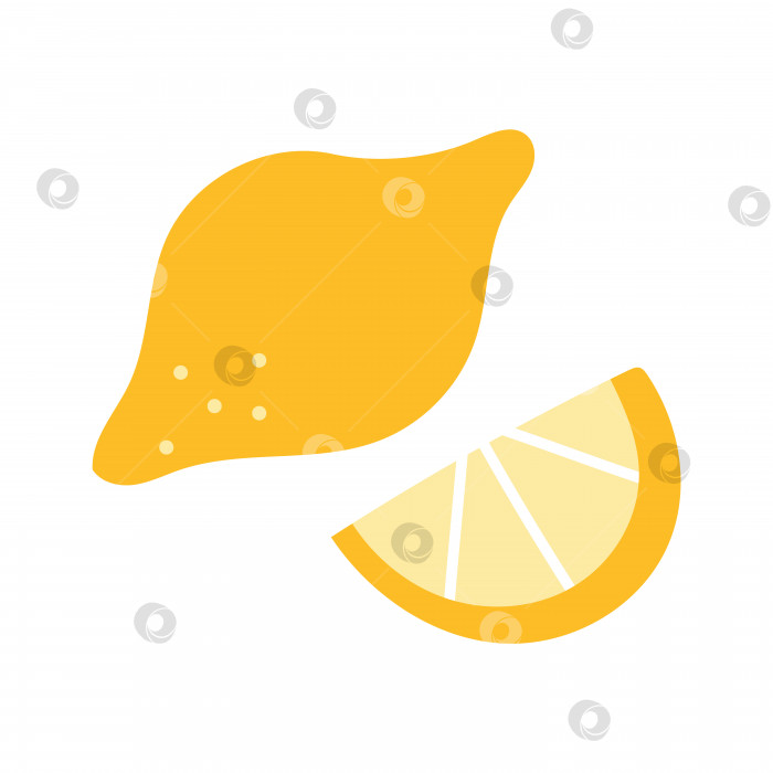 Скачать Ломтики лимона в мультяшном стиле. Модная современная векторная иллюстрация, изолированная на белом фоне фотосток Ozero