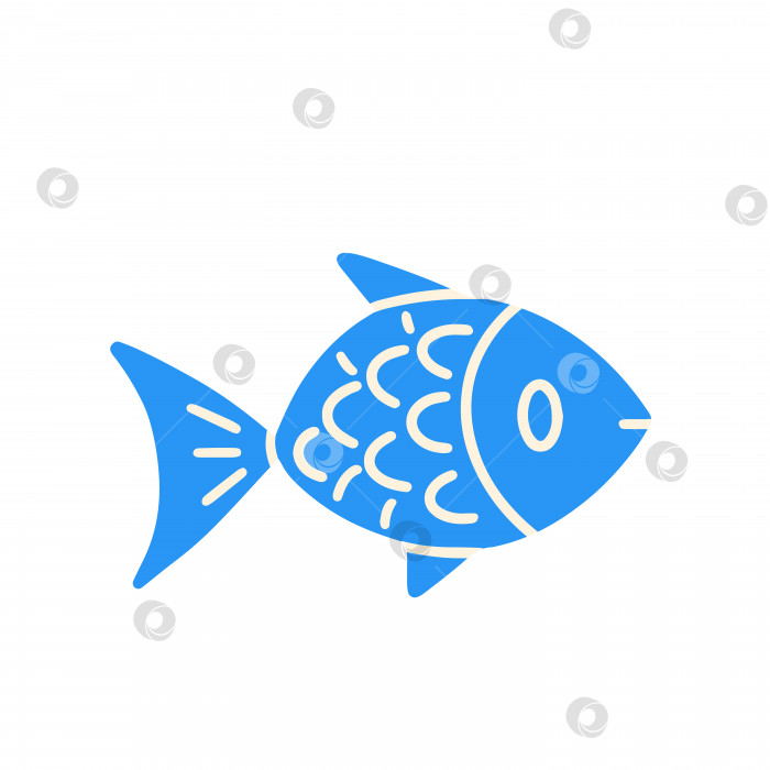 Скачать Знак рыбы. Икона концепции здорового питания. Плоская мультяшная векторная иллюстрация, нарисованная от руки. фотосток Ozero
