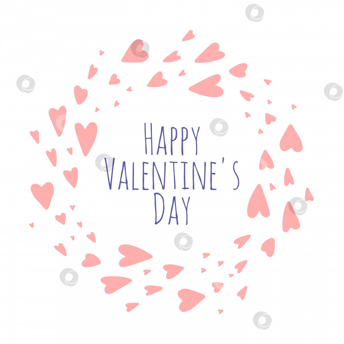 Скачать с днем святого Валентина! Рамка для сердца. Плоская мультяшная векторная иллюстрация фотосток Ozero