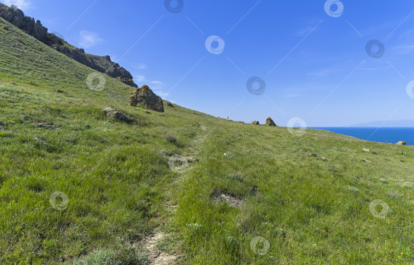 Скачать Тропа на склоне холма. Мыс Меганом, Крым. фотосток Ozero