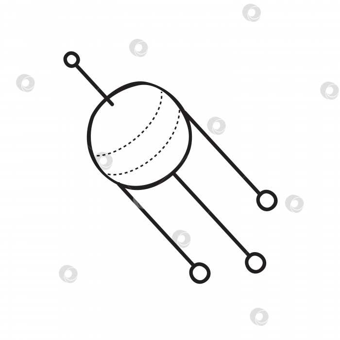 Скачать Векторная стоковая иллюстрация с одним объектом, космическая тема, нарисованная от руки, в стиле каракули. фотосток Ozero