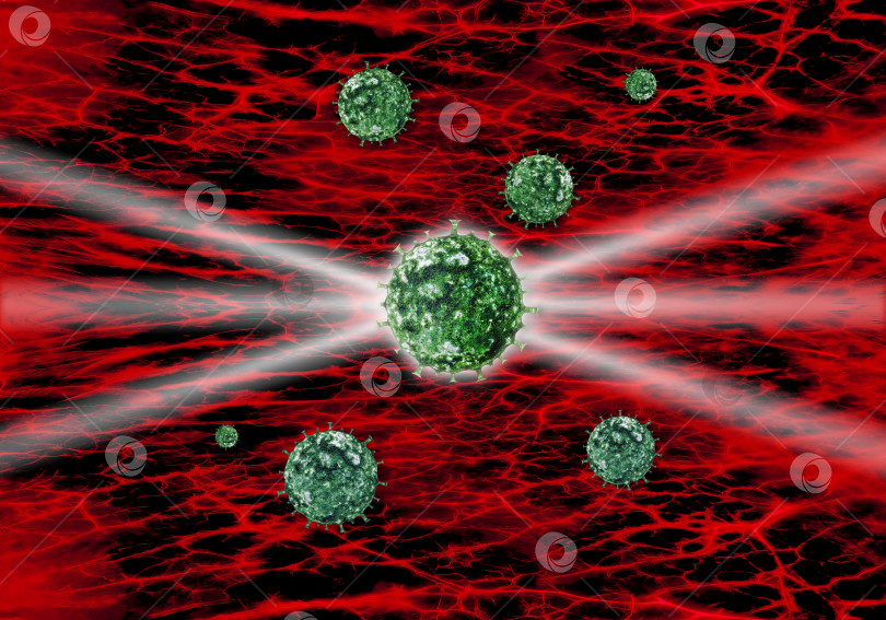 Скачать Вирусные бактерии на фоне поражения кровеносных сосудов. фотосток Ozero