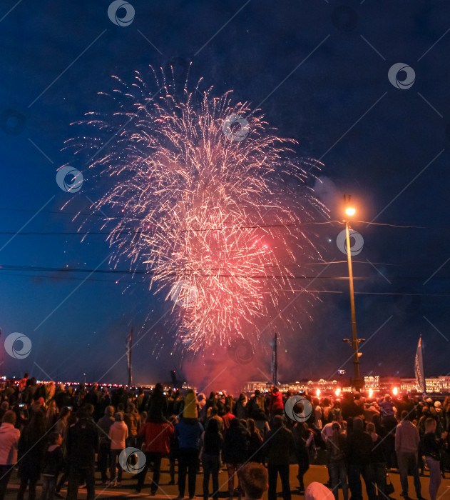 Скачать Фейерверк над толпой людей. фотосток Ozero