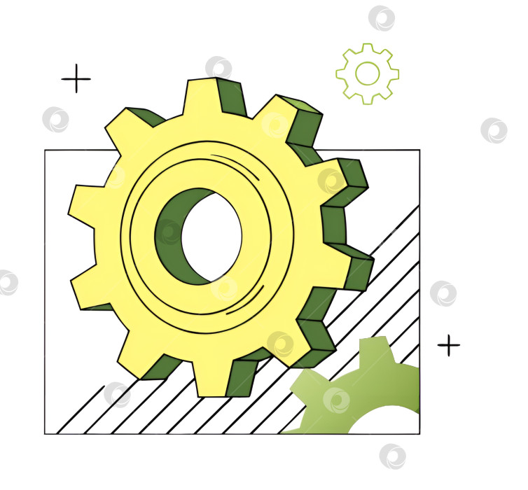 Скачать Векторная иллюстрация шестерен, представляющих технологии и промышленность в современном дизайне фотосток Ozero