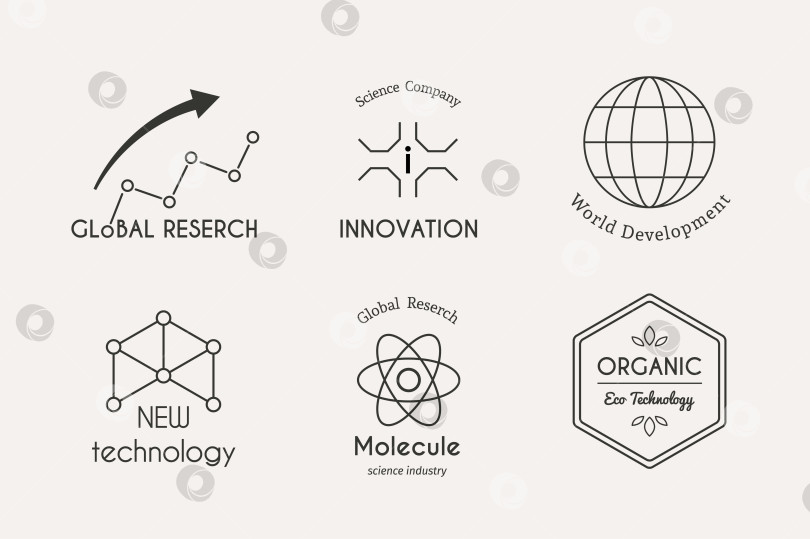 Скачать Набор векторных научных логотипов фотосток Ozero