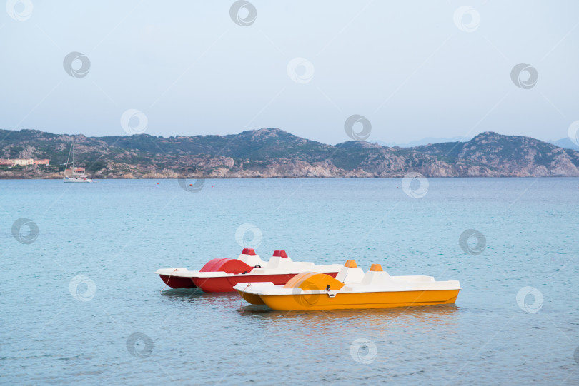 Скачать Два катамарана в море на Сардинии, Италия. фотосток Ozero