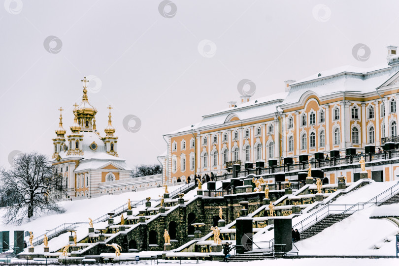 Скачать Санкт-Петербург, Россия, 18 февраля 2018 года, дворцовый фонтан-музей Петергофа фотосток Ozero