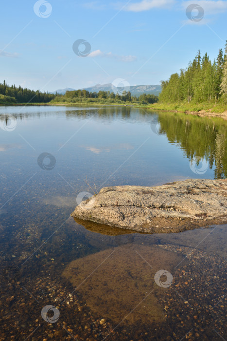 Скачать Летний речной пейзаж в Северном национальном парке. фотосток Ozero