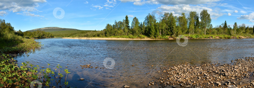 Скачать Панорама таежной реки в национальном парке. фотосток Ozero