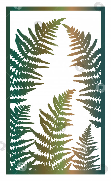 Скачать Декоративная вертикальная рамка с листьями папоротника. Напильник для резки и декорирования фотосток Ozero
