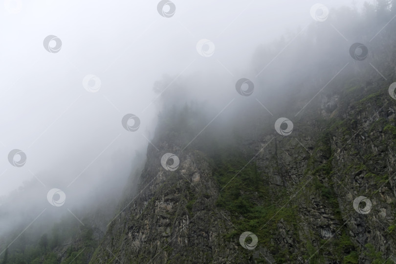 Скачать Низкие облака скрывают вершины гор. фотосток Ozero