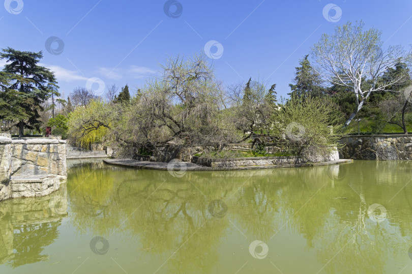Скачать Пруд в парке курортного отеля. Крым. фотосток Ozero