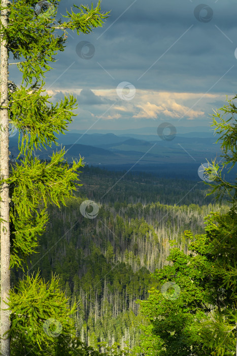 Скачать Горный пейзаж. Вид на долину с вершины горы фотосток Ozero