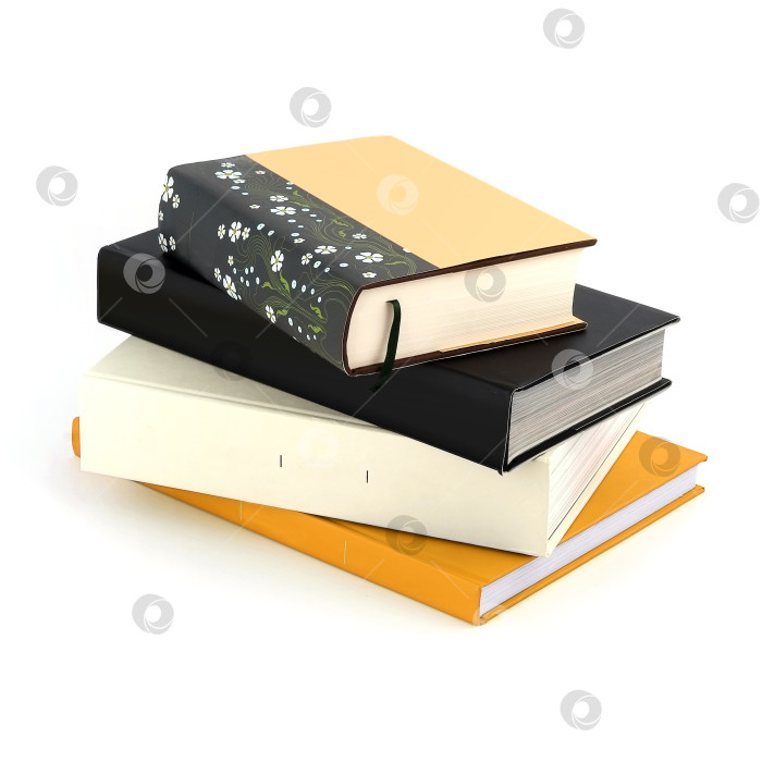 Скачать Стопка книг в цветных обложках с белыми листами, выделяющимися на белом фоне фотосток Ozero