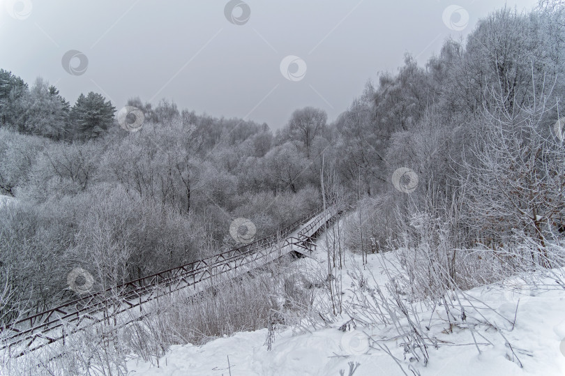 Скачать Пешеходный мост на дне небольшого оврага. фотосток Ozero